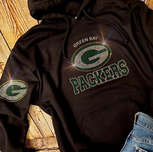New Green Bay Packers Rhinestone Hoodie all sizes - Picture 2 of 5